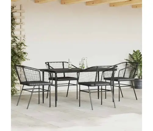 5-Daļīgs Dārza Mēbeļu Komplekts, Matrači, Melna Pe Rotangpalma Vidaxl