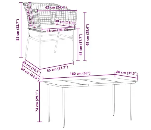 5-Daļīgs Dārza Mēbeļu Komplekts, Matrači, Melna Pe Rotangpalma Vidaxl