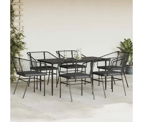 7-Daļīgs Dārza Mēbeļu Komplekts, Matrači, Melna Pe Rotangpalma Vidaxl