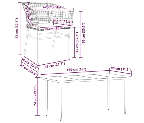 7-Daļīgs Dārza Mēbeļu Komplekts, Matrači, Melna Pe Rotangpalma Vidaxl