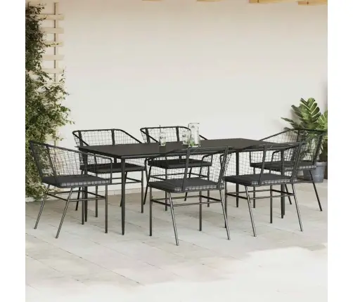 Sodo Komplektas, 7 Dalių, Juodas, Poliratanas Ir Akacija