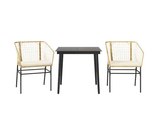 3-Daļīgs Dārza Mēbeļu Komplekts, Matrači, Brūna Pe Rotangpalma Vidaxl