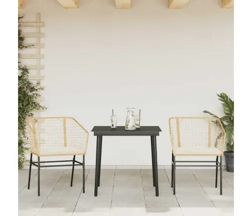 3-Daļīgs Dārza Mēbeļu Komplekts, Matrači, Brūna Pe Rotangpalma Vidaxl