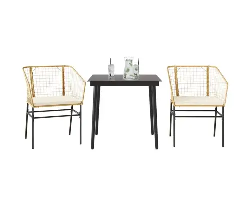 3-Daļīgs Dārza Mēbeļu Komplekts, Matrači, Brūna Pe Rotangpalma Vidaxl