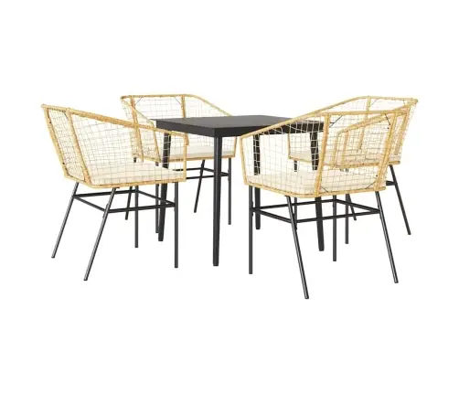 5-Osaline Aiamööbli Komplekt Patjadega, Pruun, Polürotang Klaas