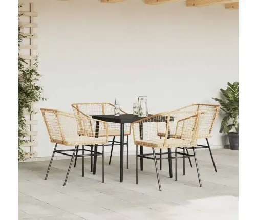 5-Osaline Aiamööbli Komplekt Patjadega, Pruun, Polürotang Klaas