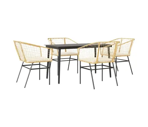 Sodo Komplektas, 5 Dalių, Rudas, Poliratanas Ir Stiklas