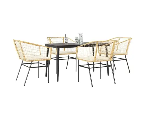 Sodo Komplektas, 5 Dalių, Rudas, Poliratanas Ir Stiklas