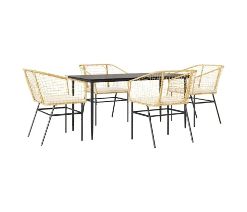 5-Daļīgs Dārza Mēbeļu Komplekts, Matrači, Brūna Pe Rotangpalma Vidaxl