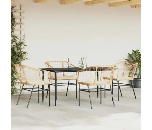 5-Daļīgs Dārza Mēbeļu Komplekts, Matrači, Brūna Pe Rotangpalma Vidaxl