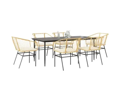 Sodo Komplektas, 7 Dalių, Rudas, Poliratanas Ir Stiklas