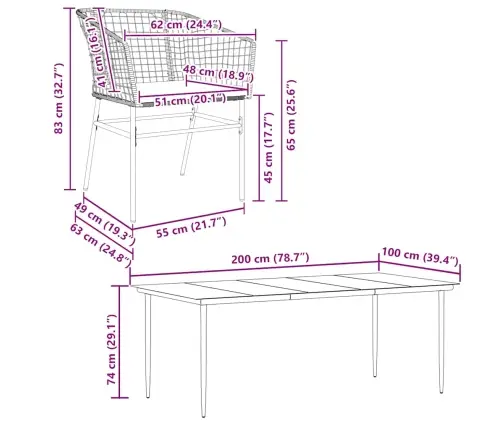 9-Daļīgs Dārza Mēbeļu Komplekts, Matrači, Brūna Pe Rotangpalma Vidaxl