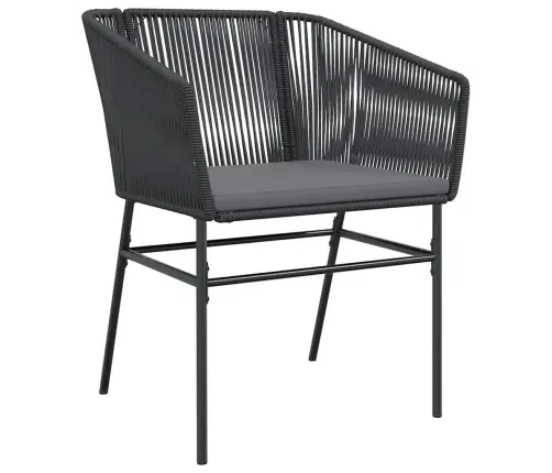 3-Osaline Aiamööbli Komplekt Patjadega, Must, Polürotang Klaas