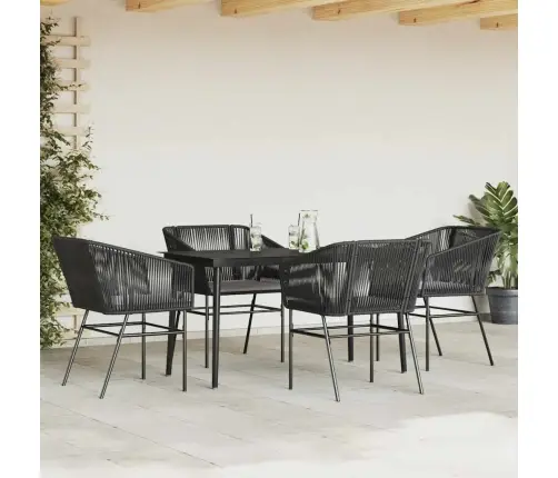 5-Daļīgs Dārza Mēbeļu Komplekts, Matrači, Melna Pe Rotangpalma Vidaxl