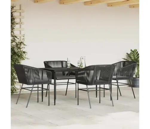 5-Osaline Aiamööbli Komplekt Patjadega, Must, Polürotang Klaas