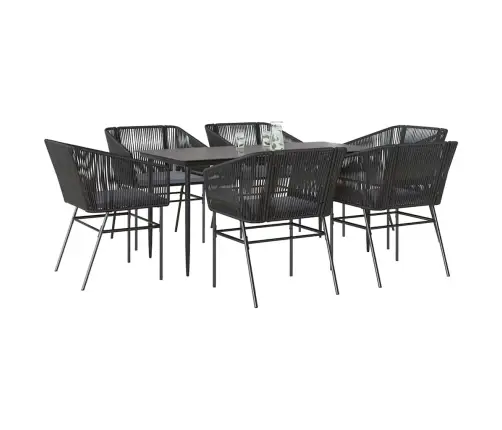 Sodo Komplektas, 7 Dalių, Juodas, Poliratanas Ir Akacija