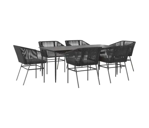 7-Daļīgs Dārza Mēbeļu Komplekts, Matrači, Melna Pe Rotangpalma Vidaxl