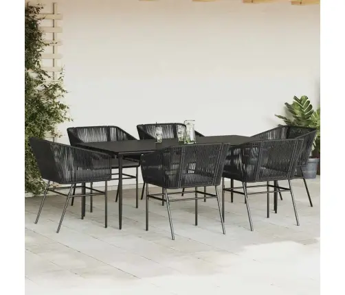 7-Daļīgs Dārza Mēbeļu Komplekts, Matrači, Melna Pe Rotangpalma Vidaxl