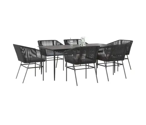 7-Daļīgs Dārza Mēbeļu Komplekts, Matrači, Melna Pe Rotangpalma Vidaxl