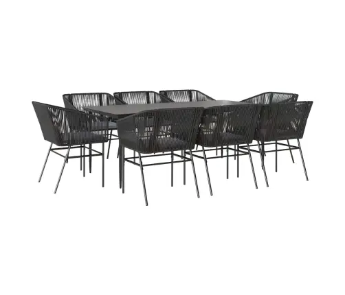 Sodo Komplektas, 9 Dalių, Juodas, Poliratanas Ir Stiklas