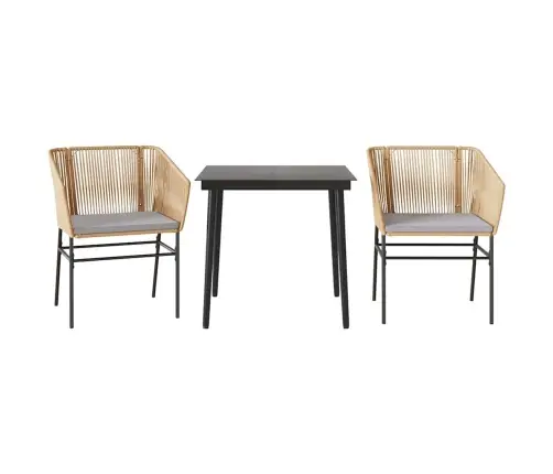 3-Daļīgs Dārza Mēbeļu Komplekts, Matrači, Brūna Pe Rotangpalma Vidaxl