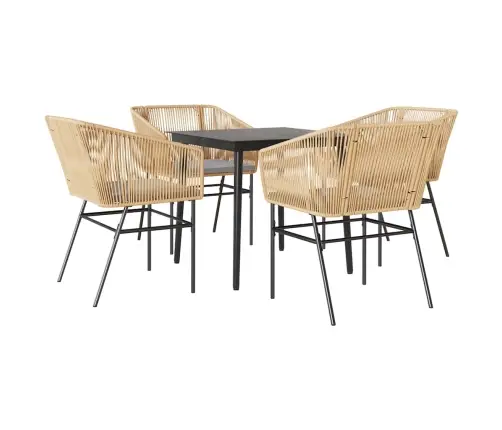 5-Daļīgs Dārza Mēbeļu Komplekts, Matrači, Brūna Pe Rotangpalma Vidaxl