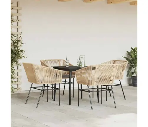 5-Daļīgs Dārza Mēbeļu Komplekts, Matrači, Brūna Pe Rotangpalma Vidaxl