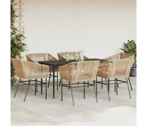 Sodo Komplektas, 7 Dalių, Rudas, Poliratanas Ir Stiklas