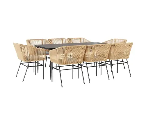 9-Daļīgs Dārza Mēbeļu Komplekts, Matrači, Brūna Pe Rotangpalma Vidaxl