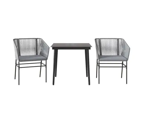 3-Osaline Aiamööbli Komplekt Patjadega, Hall, Polürotang Klaas