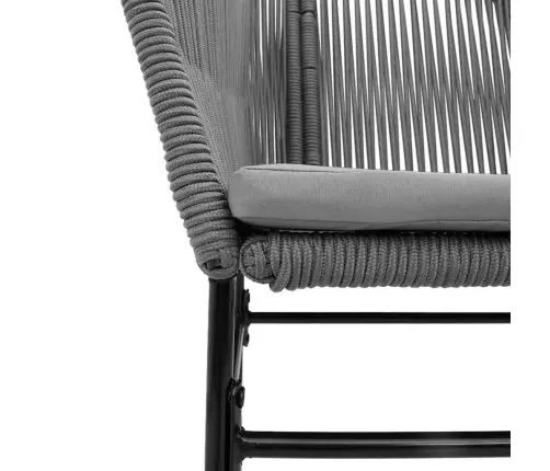 3-Osaline Aiamööbli Komplekt Patjadega, Hall, Polürotang Klaas