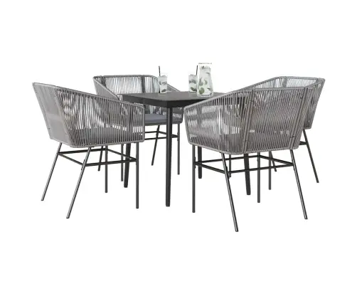 5-Daļīgs Dārza Mēbeļu Komplekts, Matrači, Pelēka Pe Rotangpalma Vidaxl