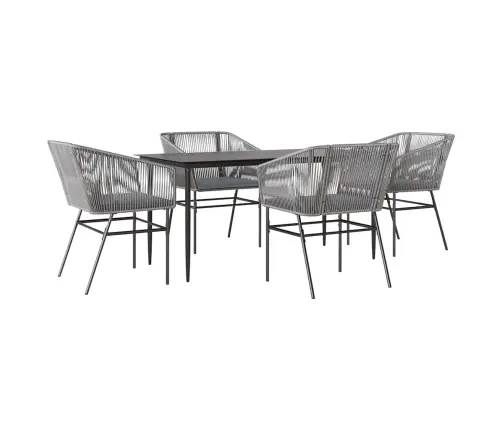 5-Osaline Aiamööbli Komplekt Patjadega, Hall, Polürotang Klaas