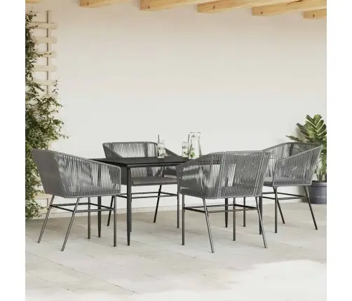 5-Osaline Aiamööbli Komplekt Patjadega, Hall, Polürotang Klaas