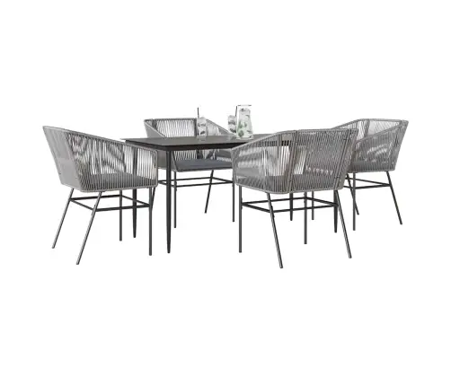 5-Osaline Aiamööbli Komplekt Patjadega, Hall, Polürotang Klaas