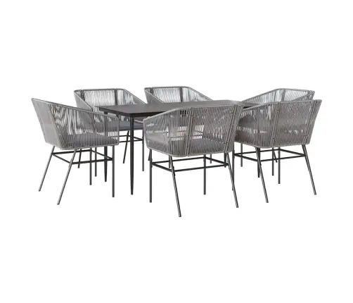 Sodo Komplektas, 7 Dalių, Pilkas, Poliratanas Ir Stiklas