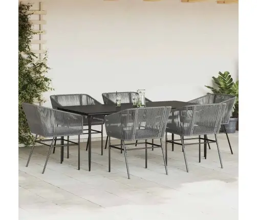 7-Daļīgs Dārza Mēbeļu Komplekts, Matrači, Pelēka Pe Rotangpalma Vidaxl