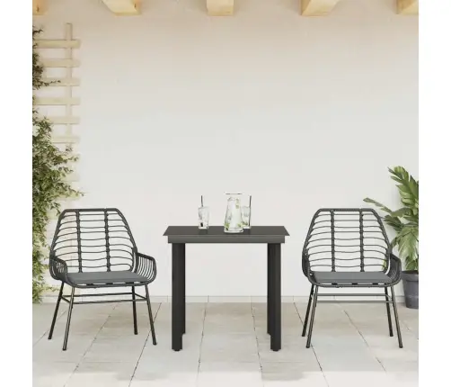 3-Daļīgs Dārza Mēbeļu Komplekts, Matrači, Melna Pe Rotangpalma Vidaxl