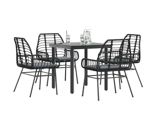 Sodo Komplektas, 5 Dalių, Juodas, Poliratanas Ir Stiklas