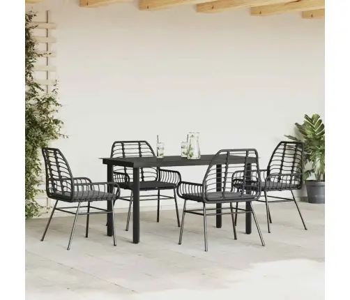 Sodo Komplektas, 5 Dalių, Juodas, Poliratanas Ir Stiklas