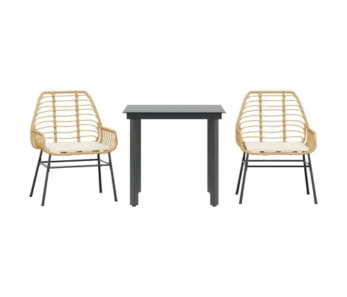 Sodo Komplektas, 3 Dalių, Rudas, Poliratanas Ir Stiklas