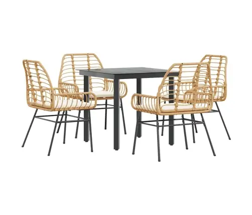 5-Daļīgs Dārza Mēbeļu Komplekts, Matrači, Brūna Pe Rotangpalma Vidaxl