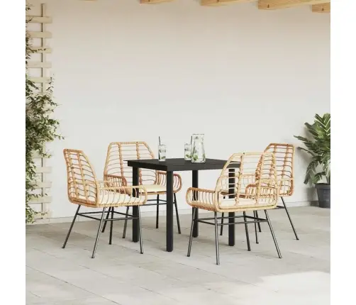 5-Daļīgs Dārza Mēbeļu Komplekts, Matrači, Brūna Pe Rotangpalma Vidaxl