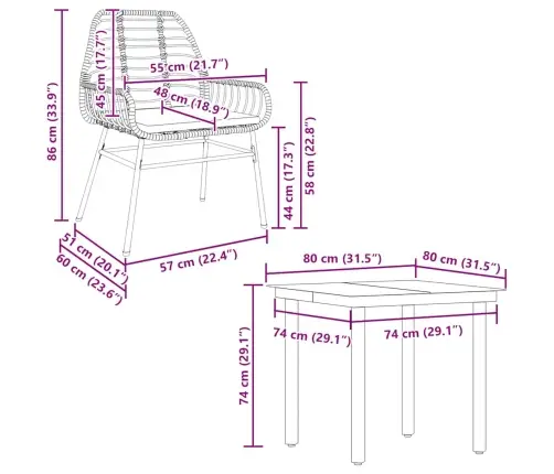 5-Daļīgs Dārza Mēbeļu Komplekts, Matrači, Brūna Pe Rotangpalma Vidaxl