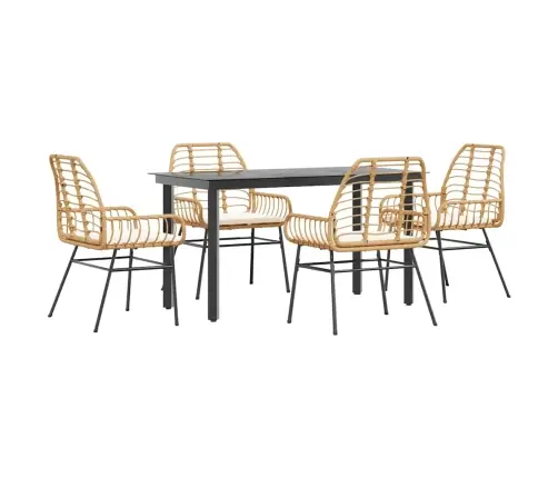 5-Daļīgs Dārza Mēbeļu Komplekts, Matrači, Brūna Pe Rotangpalma Vidaxl