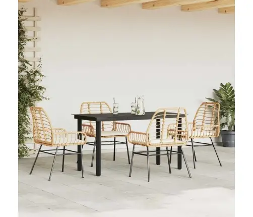 5-Daļīgs Dārza Mēbeļu Komplekts, Matrači, Brūna Pe Rotangpalma Vidaxl