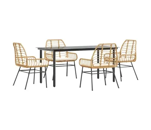 5-Daļīgs Dārza Mēbeļu Komplekts, Matrači, Brūna Pe Rotangpalma Vidaxl