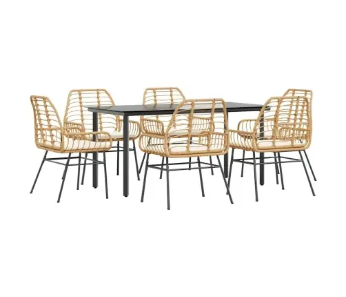 7-Daļīgs Dārza Mēbeļu Komplekts, Matrači, Brūna Pe Rotangpalma Vidaxl