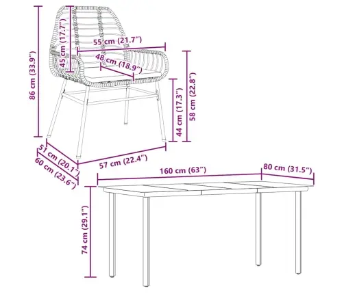 7-Daļīgs Dārza Mēbeļu Komplekts, Matrači, Brūna Pe Rotangpalma Vidaxl