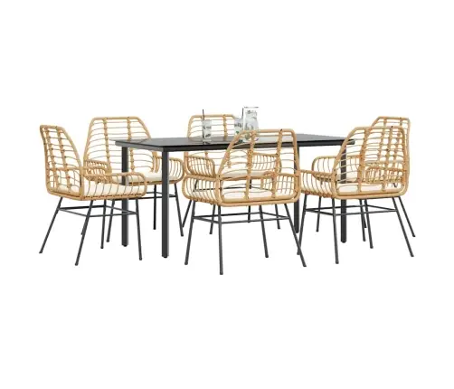 7-Daļīgs Dārza Mēbeļu Komplekts, Matrači, Brūna Pe Rotangpalma Vidaxl